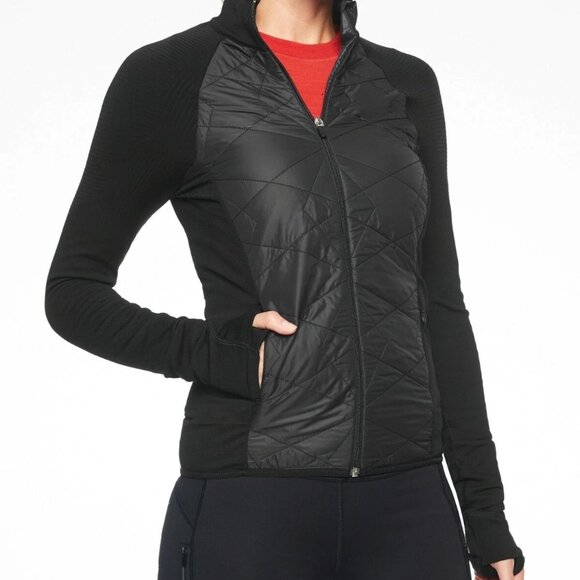 Athleta Women XL Flurry Force Insulated PimaLoft Jacket II Black Athleisure Zip - Picture 1 of 16